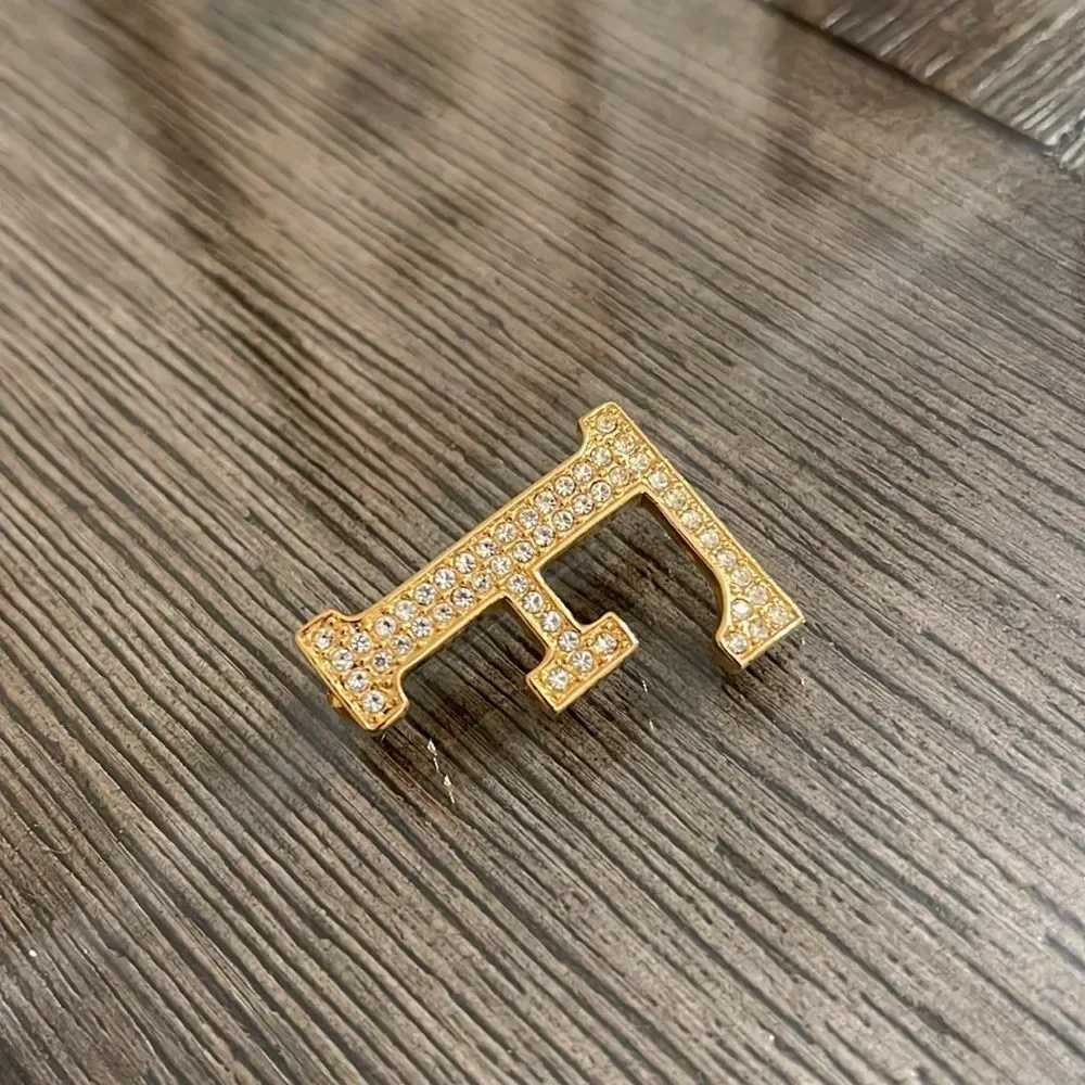Anne Klein Gold-tone Rhinestone “F” Inital Pin - Picture 15 of 15